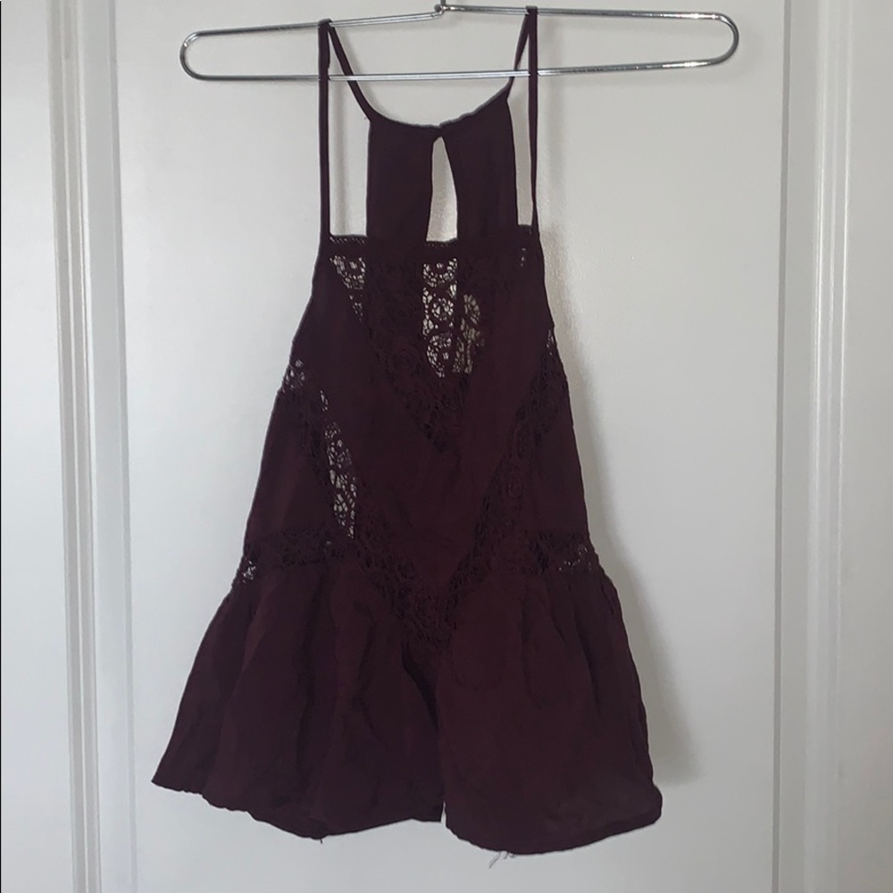 PAC sun LA hearts maroon lace tank